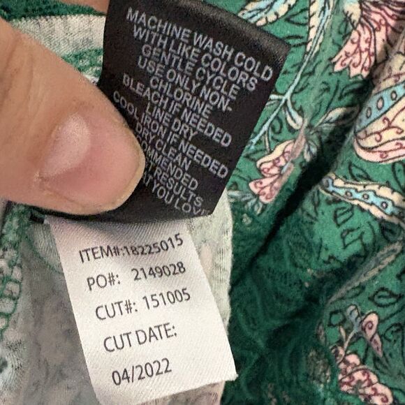 Super Soft by Torrid Knit Green Babydoll Lace Trim Short Sleeve Floral Shirt 6X - Picture 9 of 10